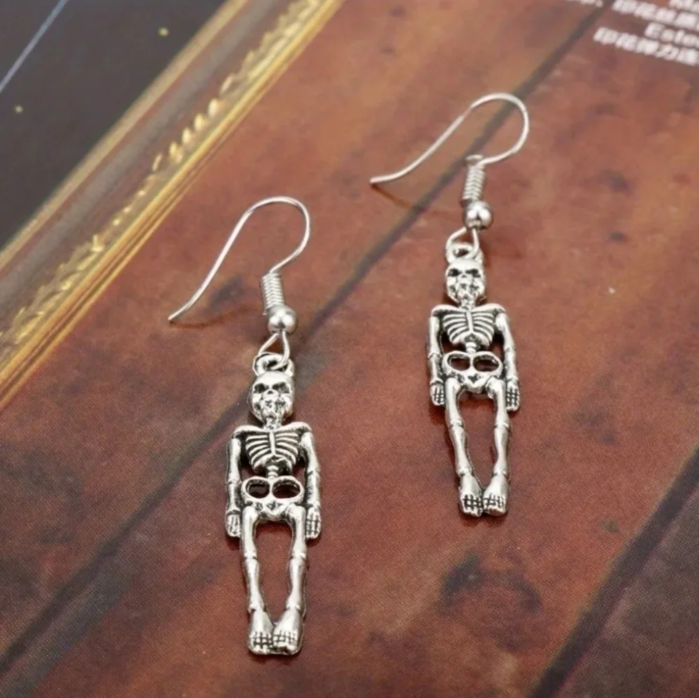 Skull Skelton Pendant Earrings Punk Hip Hop Halloween Unisex